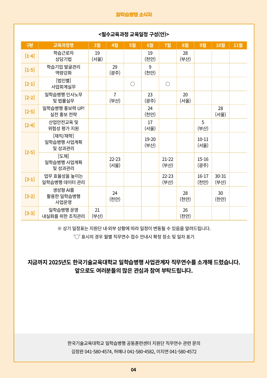 2025년 일학습병행 사업관계자 직무연수 안내